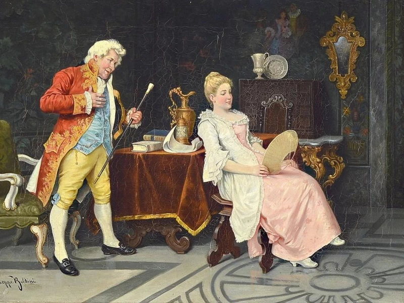 1807-Giuseppe Baldini - Interno con una coppia nobile